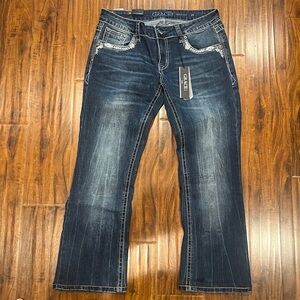 Grace in LA Dark Wash Denim with White Stitching